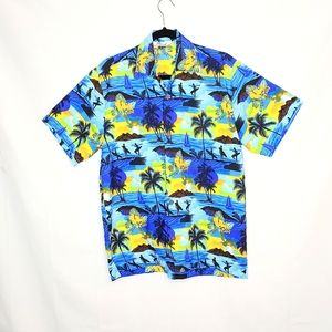 Alvisha Hawian style shirt. Blue/yellow Med.